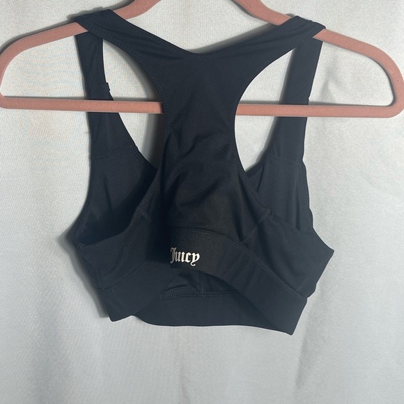 Juicy Couture Sport Black Racerback Sports Bra Crown Logo Size L - Picture 2 of 8
